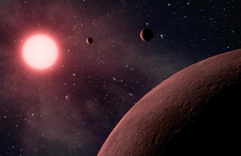 This artist's concept depicts a planetary system.