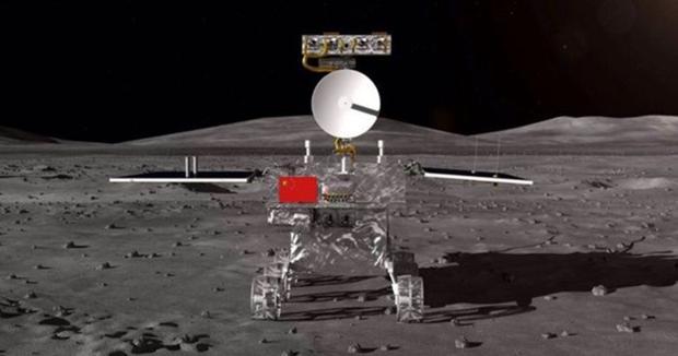 A render of the Chang'e-4 rover on the lunar surface