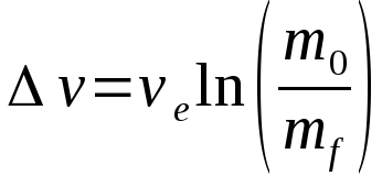 Classical rocket equation, also known as the Tsiolkovsky rocket equation after the Russian scientist that derived it.