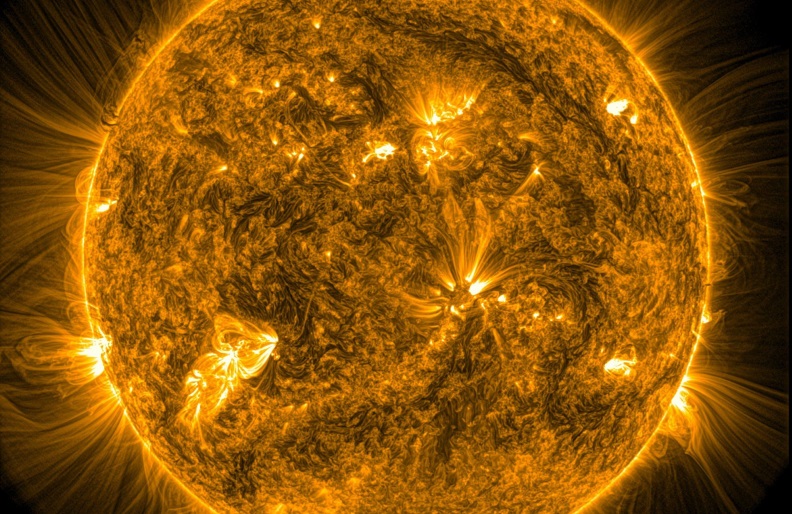 The Sun's corona - its outermost layer of atmosphere.