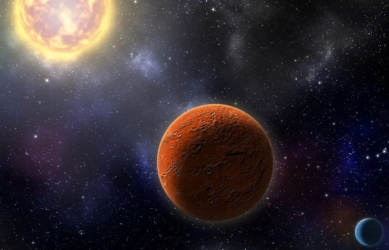 Artist's conception of HD 21749c, the first Earth-sized planet found by NASA's Transiting Exoplanets Survey Satellite (TESS), as well as its sibling, HD 21749b, a warm sub-Neptune-sized world.