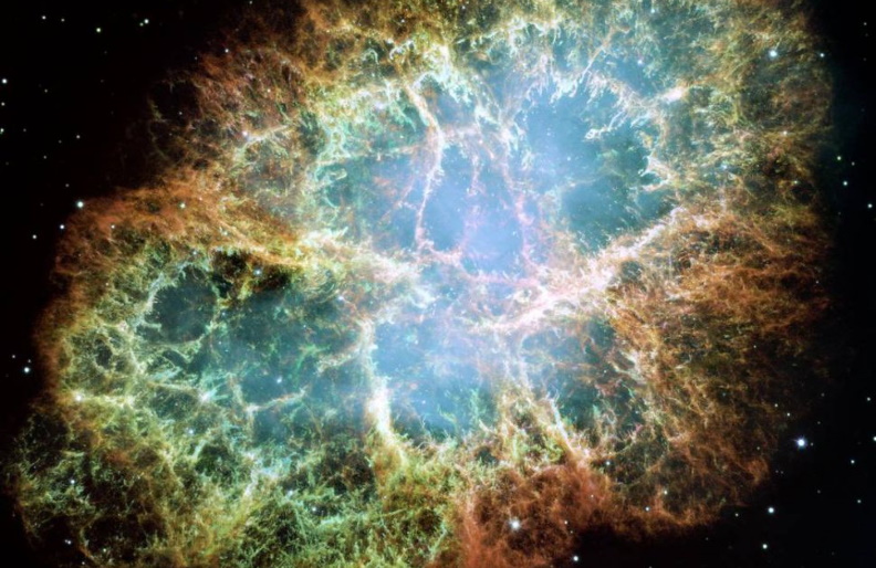 The Crab Nebula is a remnant of a supernova, where a pulsar now resides at the center. The Crab Pulsar rotates 30 times each second.