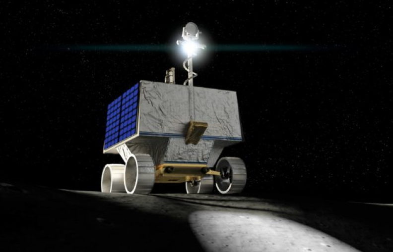 An artist’s conception shows NASA’s VIPER rover roaming the moon.
