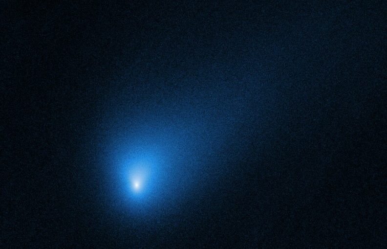 NASA's Hubble Space Telescope has given astronomers their best look yet at an interstellar visitor – comet 2I/Borisov – whose speed and trajectory indicate it has come from beyond our solar system. Hubble photographed the comet at a distance of 260 million miles from Earth. This Hubble image, taken on October 12, 2019, is the sharpest view to date of the comet. Hubble reveals a central concentration of dust around the nucleus (which is too small to be seen by Hubble). The comet is falling toward the Sun and will make its closest approach on December 7, 2019, when it will be twice as far from the Sun as Earth. The comet is following a hyperbolic path around the Sun and will exit back into interstellar space. Comet 2I/Borisov is only the second such interstellar object known to have passed through the solar system. In 2017, the first identified interstellar visitor, an object formally named 'Oumuamua, swung within 24 million miles of the Sun before racing out of the solar system.